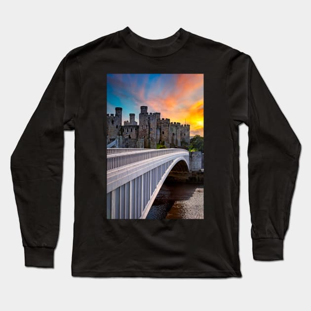 Conwy Castle Wales Long Sleeve T-Shirt by Adrian Evans Photography